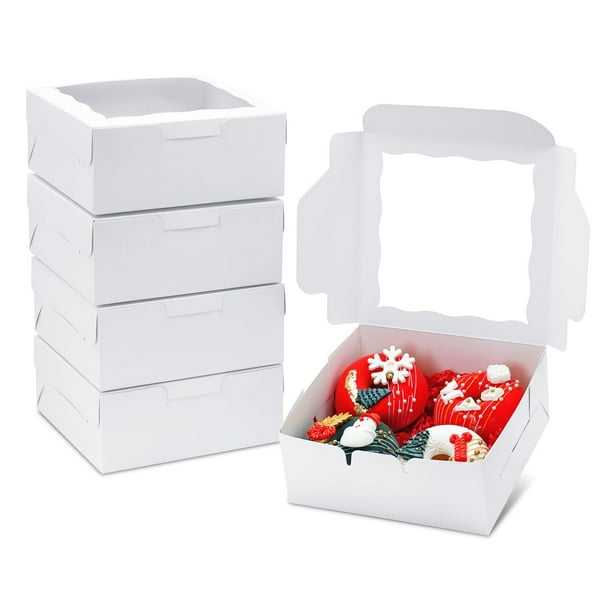 Cajas para galletas JOHOPACK, 50 unidades, 15 x 15 x 6 cm, con ventana, para panadería
