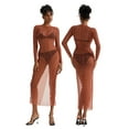 thumbnail image 1 of SUNSIOM Robe de Bikini en Maille Transparente pour Femmes, Manches Longues, avec Décoration de Perles, Maillot de Bain, 1 of 9