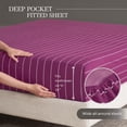 thumbnail image 5 of Mainstays 4-Piece 220 Thread Count Maroon and Pink Stripe 100% Peached Cotton Dreamy Soft Bed Sheet Set, King, 5 of 7