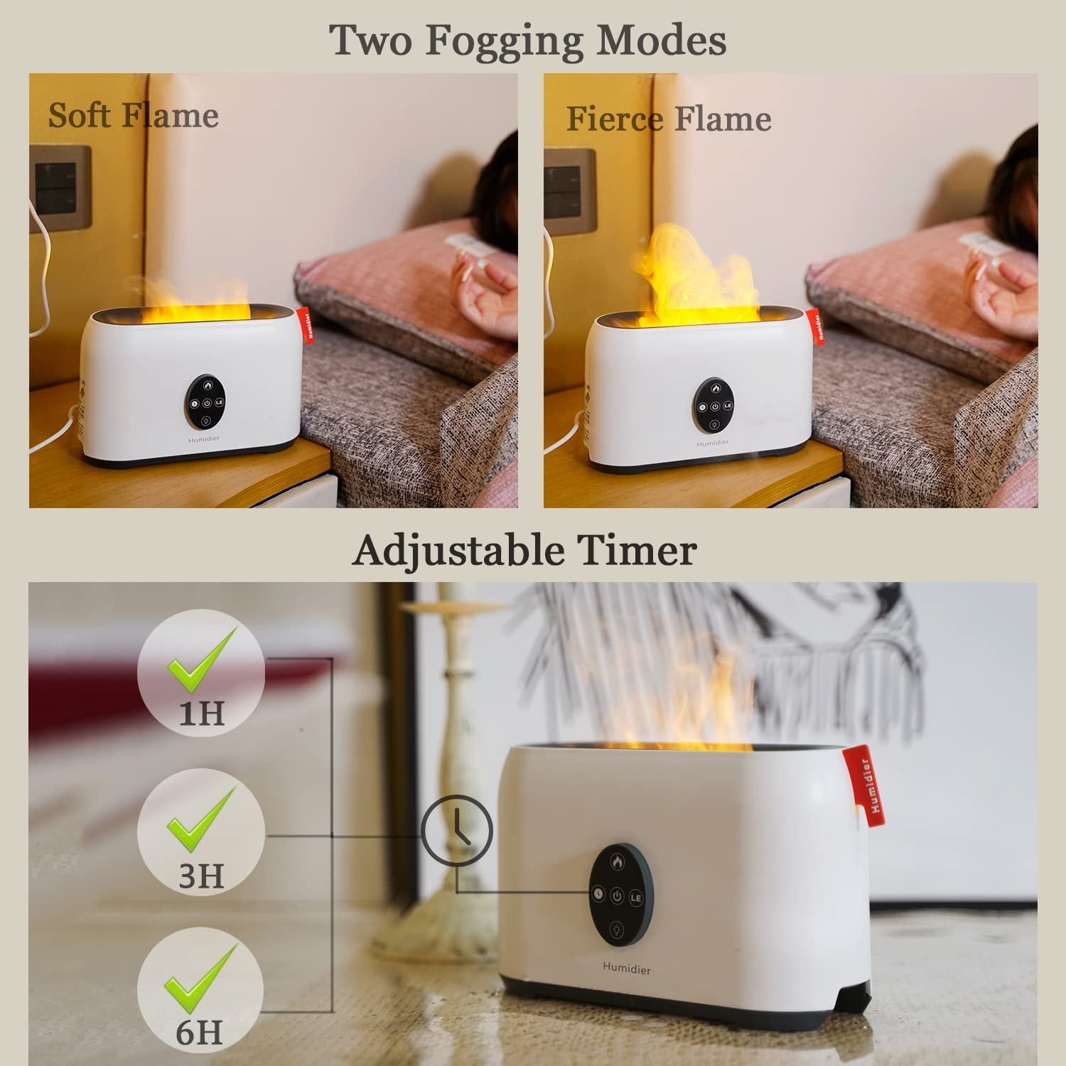 CELECTIGO Flame Air Diffuser Humidifier, Upgraded Scent Diffuser for Essential Oils, Ultrasonic Aromatherapy, Fire Mist Humidi with Auto-Off Function for Room Home Office