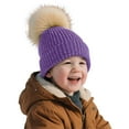 thumbnail image 2 of NOEGOEU Baby Beanie Toddler Infant Winter Hats with Pom Pom Knit Warm Caps for Boys Girls (Purple,0-3 Years), 2 of 6