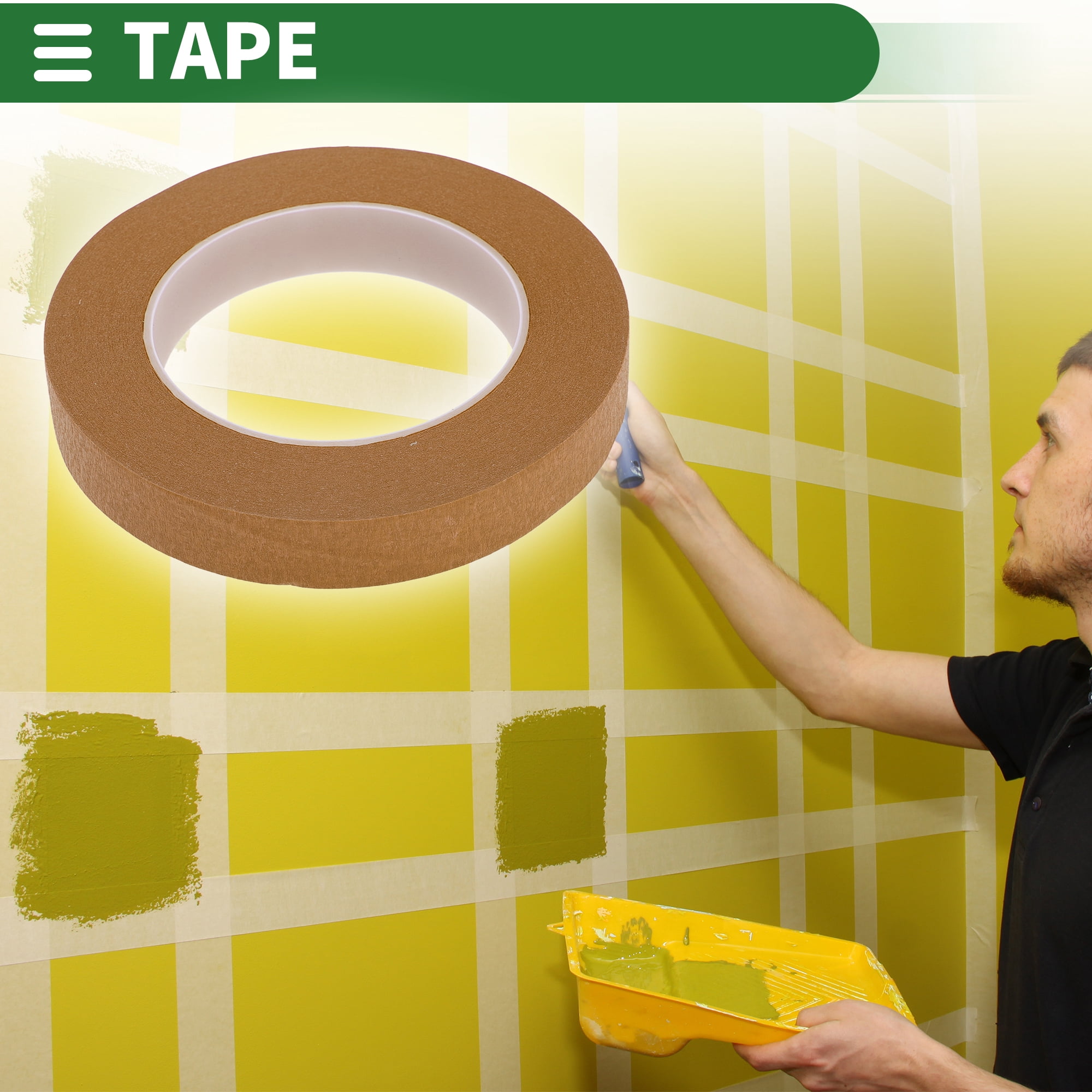Unique Bargains Universal Painters Tape Crepe Paper 140U Brown 60.15 Yards x 0.75 Inches