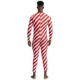 thumbnail image 6 of Zaldita Men's Christmas Candy Cane Jumpsuit Long Sleeve Striped Zentai Unitard Leotard Bodysuit Dancewear Red L, 6 of 7