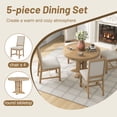 thumbnail image 5 of 5 Piece Round Dining Table Set, Dining Room Set with Extendable Table and 4 Upholstered Chairs, Wood Dining Table Set for 4, Farmhouse Dining Table Set for Kitchen Dining Room Dorm Apartment, Brown, 5 of 10