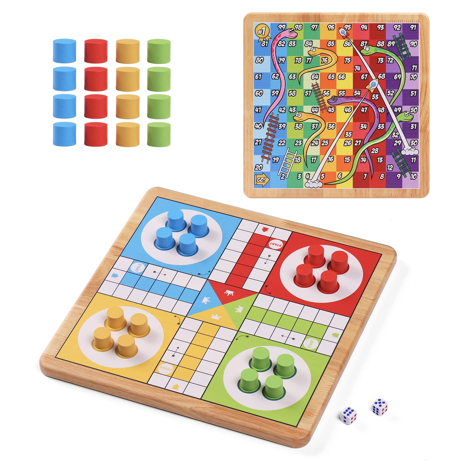 12 Inches Ludo Board Game + Snakes and Ladders Game, 2 in 1, Classic
