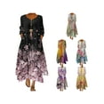 thumbnail image 3 of Seyurigaoka Women Long Sleeve Boho Dress,Skin-Friendly V-Neck Floral Print Autumn Long Dress, 3 of 3