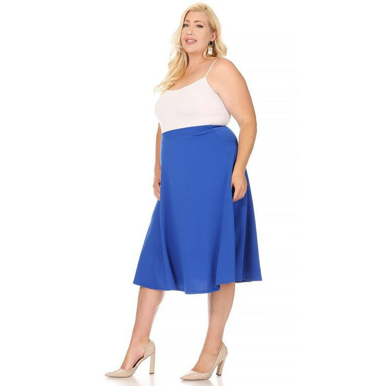 Plus Solid High Midi Skirt Walmart.com
