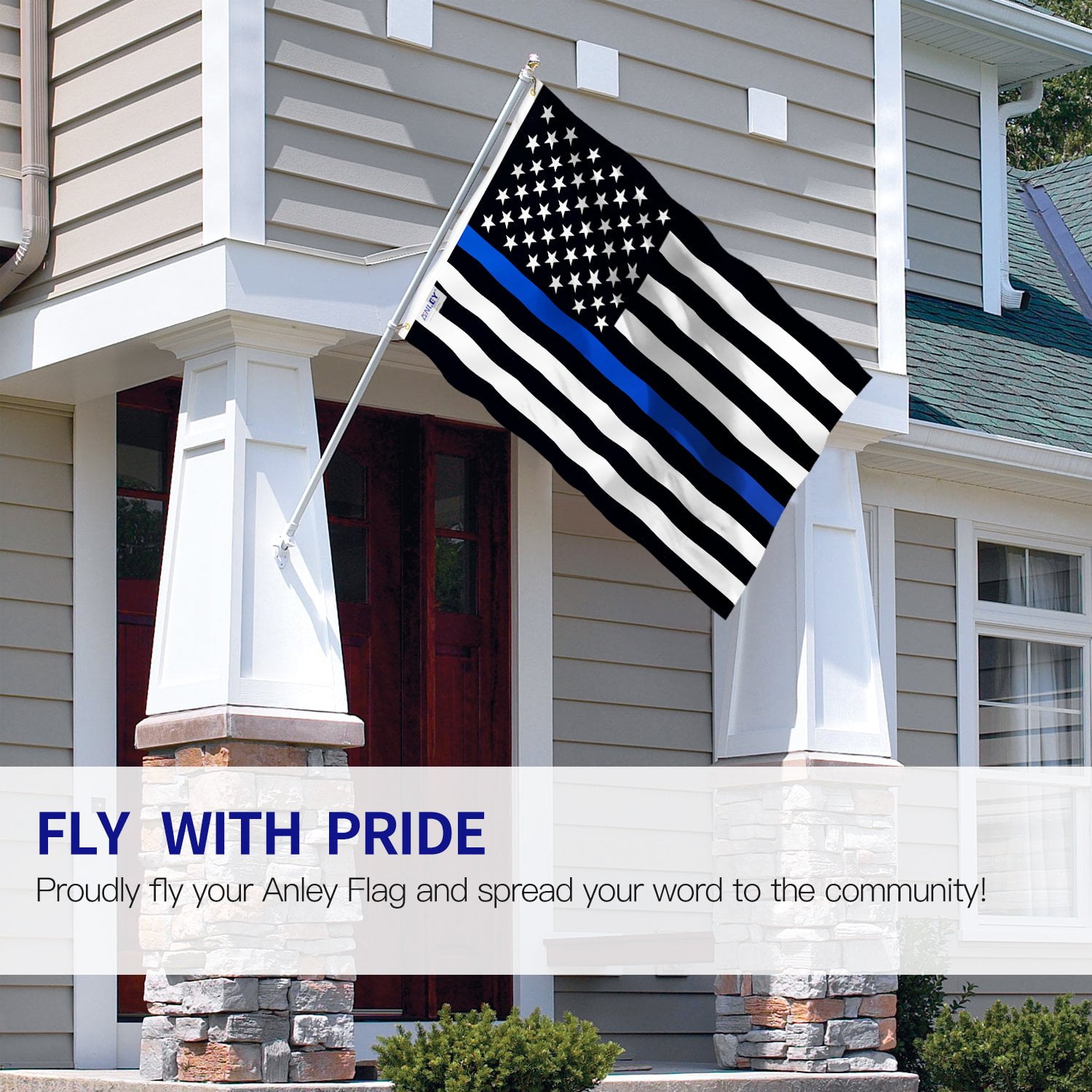 Anley Fly Breeze 3x5 Ft Thin Blue Line USA Flag - Honoring Law Enforcement Officers Flags Polyester