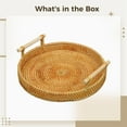 thumbnail image 5 of Handwoven Rattan Fruit Tray with Wooden Handles – 9.4" Round Wicker Serving Tray, Decorative Centerpiece for Coffee Table, Versatile for Bread, Snacks & Fruit, Natural Farmhouse Style, 5 of 5