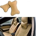 thumbnail image 4 of 1/2Pcs Car Seat Head Neck Rest Leather Support Cushion Pad HeadRest Bone Pillow, 4 of 12