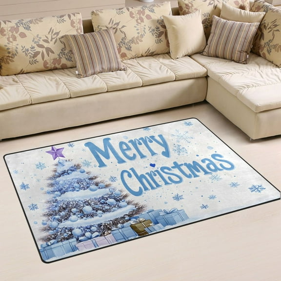 Ryvnso Christmas Tree Snowflake Area Floor Mat Non-Slip Carpet Soft Rugs Doormats 31" x 20"