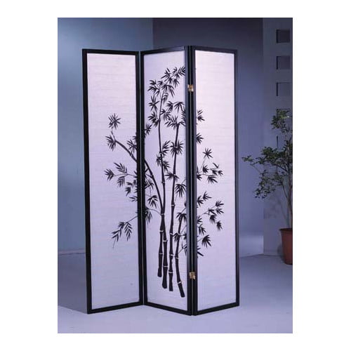 Legacy 3 Panels Room Divider Folding Screen Shoji Oriental Bamboo Floral Black 