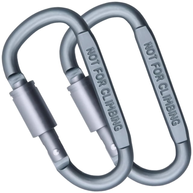 Mosquetones Resistentes GripLock 2Pzas 150kg Forma D Bloqueo Automático Roscado Gris Aleación de Aluminio.