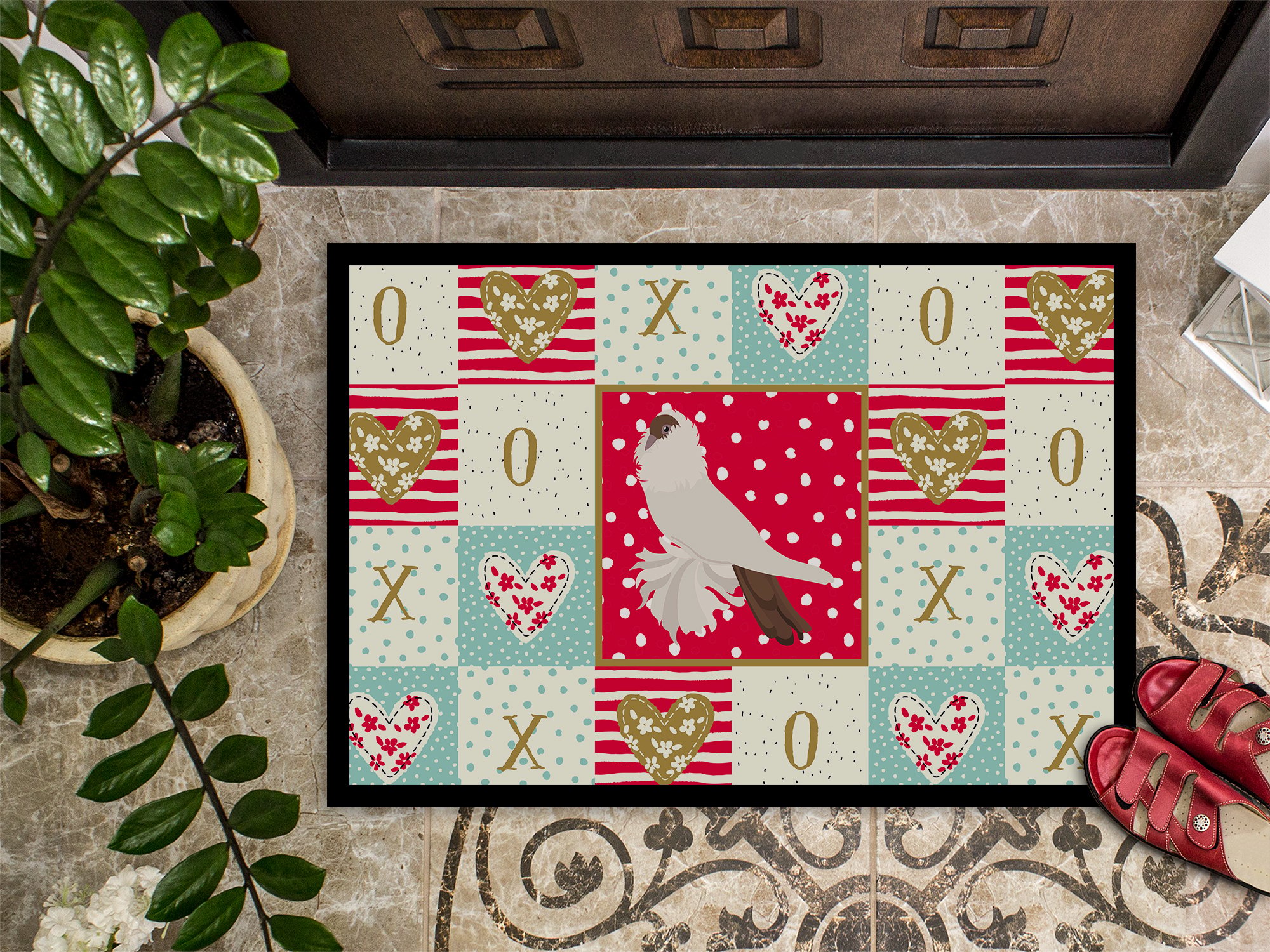 thumbnail image 3 of German Helmet Pigeon Love Door Mat, 3 of 4