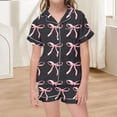 thumbnail image 2 of Gunia 2 Piece Bow Pajamas For Toddler Girls Soft Cute Printed Button Up Short Sleeve Tops And Shorts Pajama Set Breathable Nightwear Pjs Sleepwear Black 2-3 Years, 2 of 4