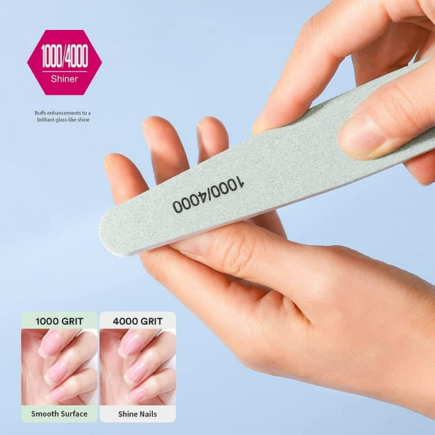 Nail File FFIY Gel nail file Set Professional Nail Buffer File Block Natural Manicure File Nail Polisher Washable Double Sided Grit