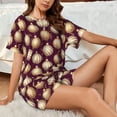 thumbnail image 4 of Fuzoiu Golden Christmas Balls Print Women's Short-Sleeved Pajama Set,Lounge Sleepwear Set,Womens Pajama Sets 2 Piece,Button-Up Top and Shorts with Pockets-Medium, 4 of 7