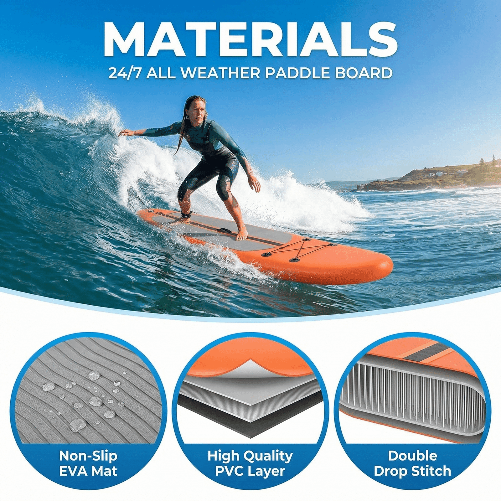 TLSUNNY 10' Inflatable Stand up Paddle Board 5.9" Thick with Premium SUP Paddle Board Accessories for All Skill Levels