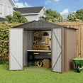 thumbnail image 6 of Asofer Outdoor Storage Shed 8 x 6 FT, Galvanized Metal Garden Shed with Double Lockable Doors for Backyard Patio Lawn-Brown, 6 of 10