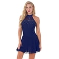 thumbnail image 4 of YiZYiF Womens Shiny Rhinestone Skating Dance Dress Halter Neck Skating Leotard Dress, 4 of 6