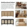 thumbnail image 4 of 63" Wooden 4 Rattan Arch Doors Sideboard Kitchen Storage TV Stand Cabinet Home Living Room Adult Black, 4 of 11