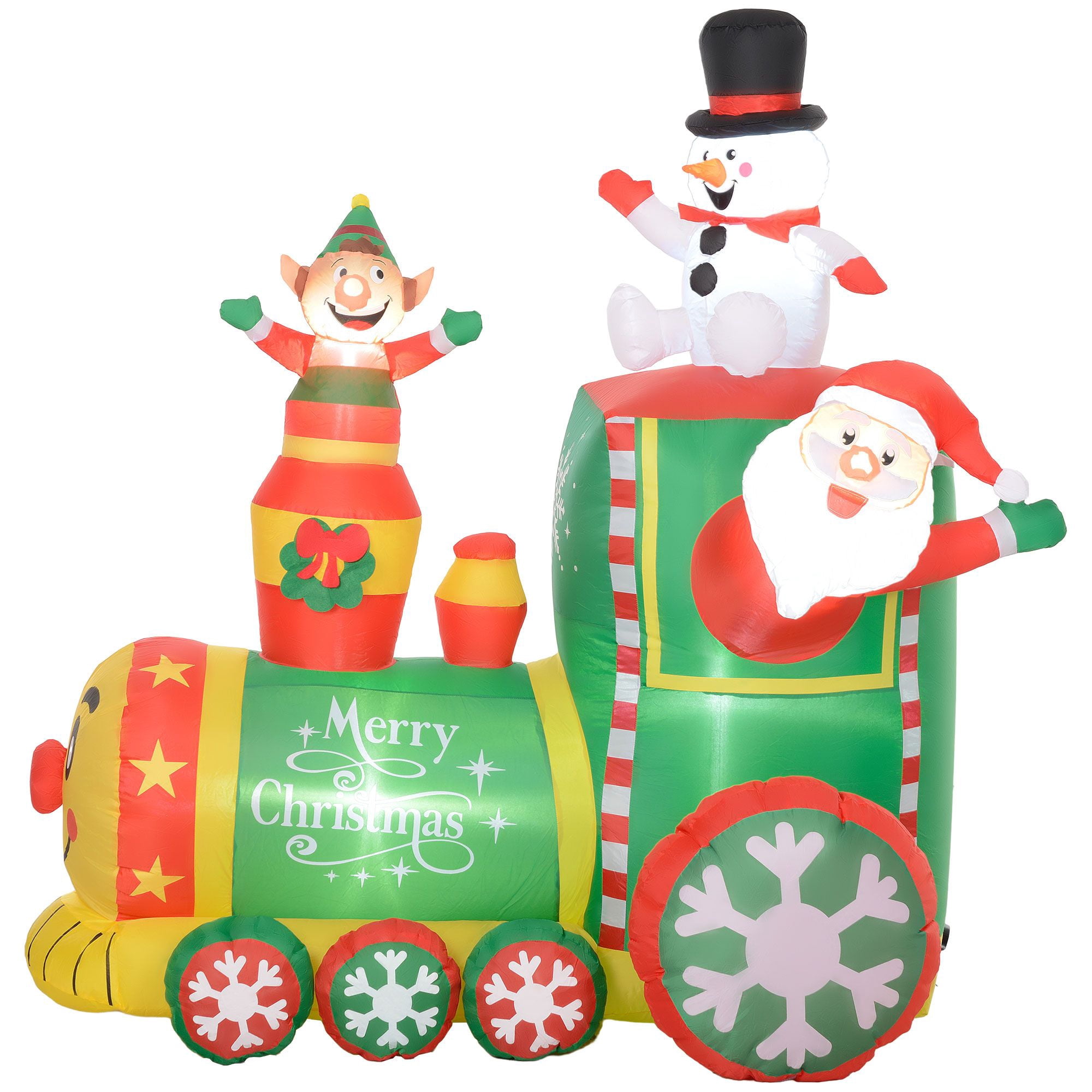 Inflatable Christmas Train with White LED Lights, 6 ft Holiday Yard Decoration, Polyester, Indoor Outdoor Use