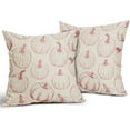 thumbnail image 2 of Fall Pillow Covers 18x18 Set of 2 Pink Pumpkin Autumn Themed Thanksgiving Harvest Print Decorative Throw Pillows Outdoor Pillowcase Farmhouse Linen Cushion Case Decor for Sofa Couch Bed, 2 of 6
