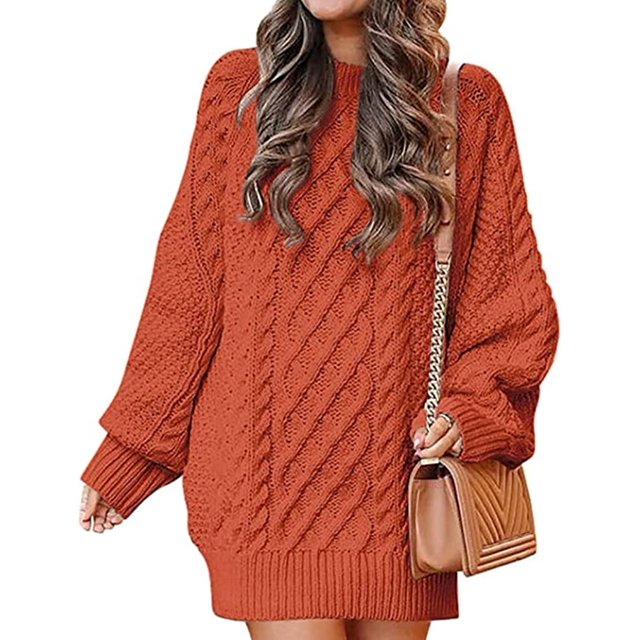 LinYooLi Women Sweater Tops Oversized Cable Knit Long Sleeve Ribbed Winter Sweater Tops Chunky Pullover Fall Tops