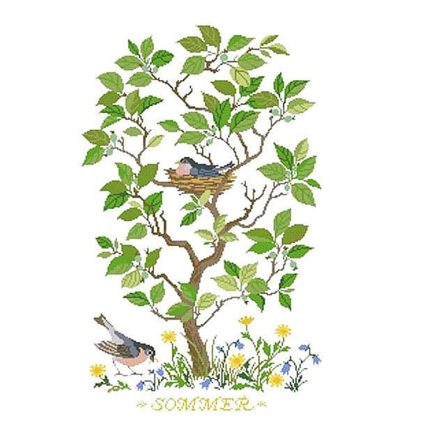 veasfak Embroidery Pattern Preprinted Stitch Embroidery Needlework Embroidery - Tree For DIY, Gift / Decoration 43x64 Cm