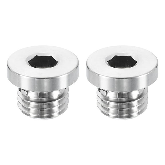 Uxcell 2pcs 304 Stainless Steel Pipe Plug Fitting M16x2 Metric Male Thread Inner Hex Head Cap Hexagonal Head Bung Plugs Fittings with Seal Ring for Air Water Oil Gas Tube