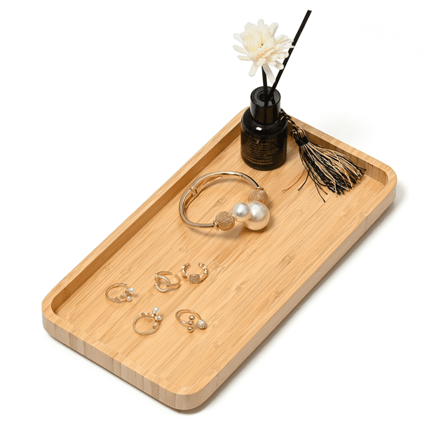 Bamboo Wood Tray, Counter Tray, Decorative Vanity Trays for Bathroom