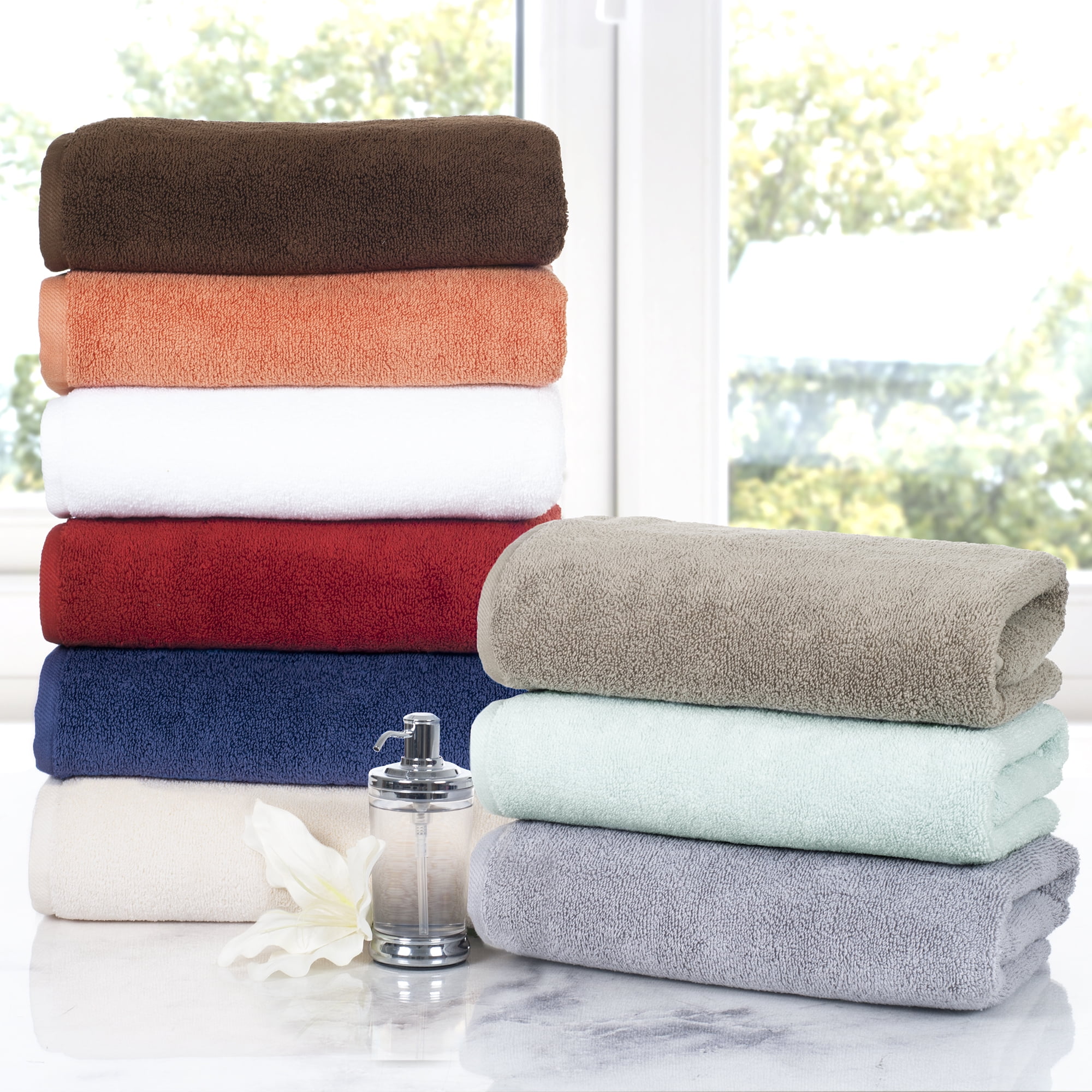 Somerset Home 6-Piece 100% Cotton Machine Washable Bath Towels, Navy