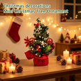 thumbnail image 5 of Christmas Mini Tabletop Tree Ornament, Artificial Plastic Tree with Red Poinsettia and Ball Accents, Window Shelf Desk Display for Holiday Home Party, Small Gift, 5 of 5