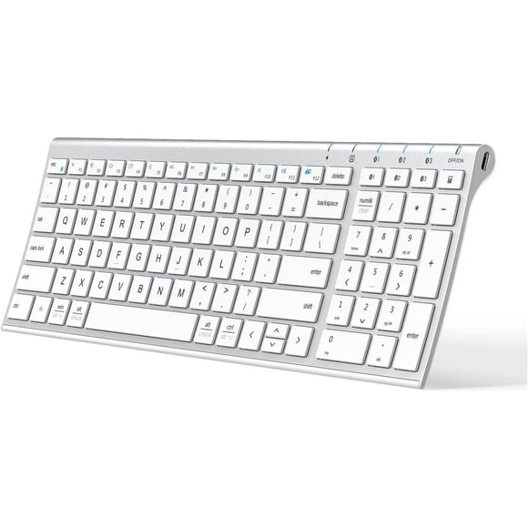 BK10 Bluetooth Keyboard, Multi-Device Wireless Keyboard with Numeric Keypad, Rechargeable Ultra Slim Compact Portable Keyboard for Mac, iPad, PC, Desktop, Laptop, iOS, Android, Windows