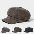 thumbnail image 2 of Beret Hat Adjustable Sun Protection Retro Style Breathable Non-Fading Decorative Polyester Men Newsboy Cap Beret Hat Decor for Camping, 2 of 10
