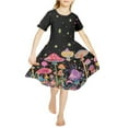 thumbnail image 2 of Yuyamidu Aesthetic Mushroom Princess Dresses for Girls 13-14 Years Old Summer Beach Dresses Novelty Short Sleeve Midi Dress Personalized One-Shoulder Dress for Kids, 2 of 6