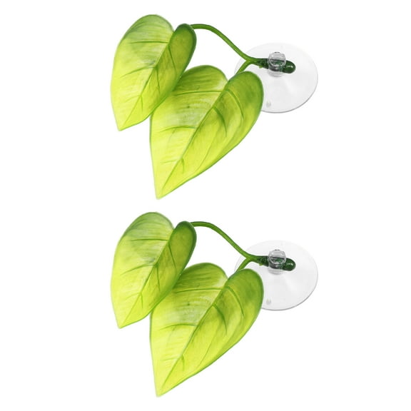 Unique Bargains 2pcs Betta Fish Leaf Pad Hammock Resting Hide Plants Decoration Green 2.48"x1.77" with Suction Cup