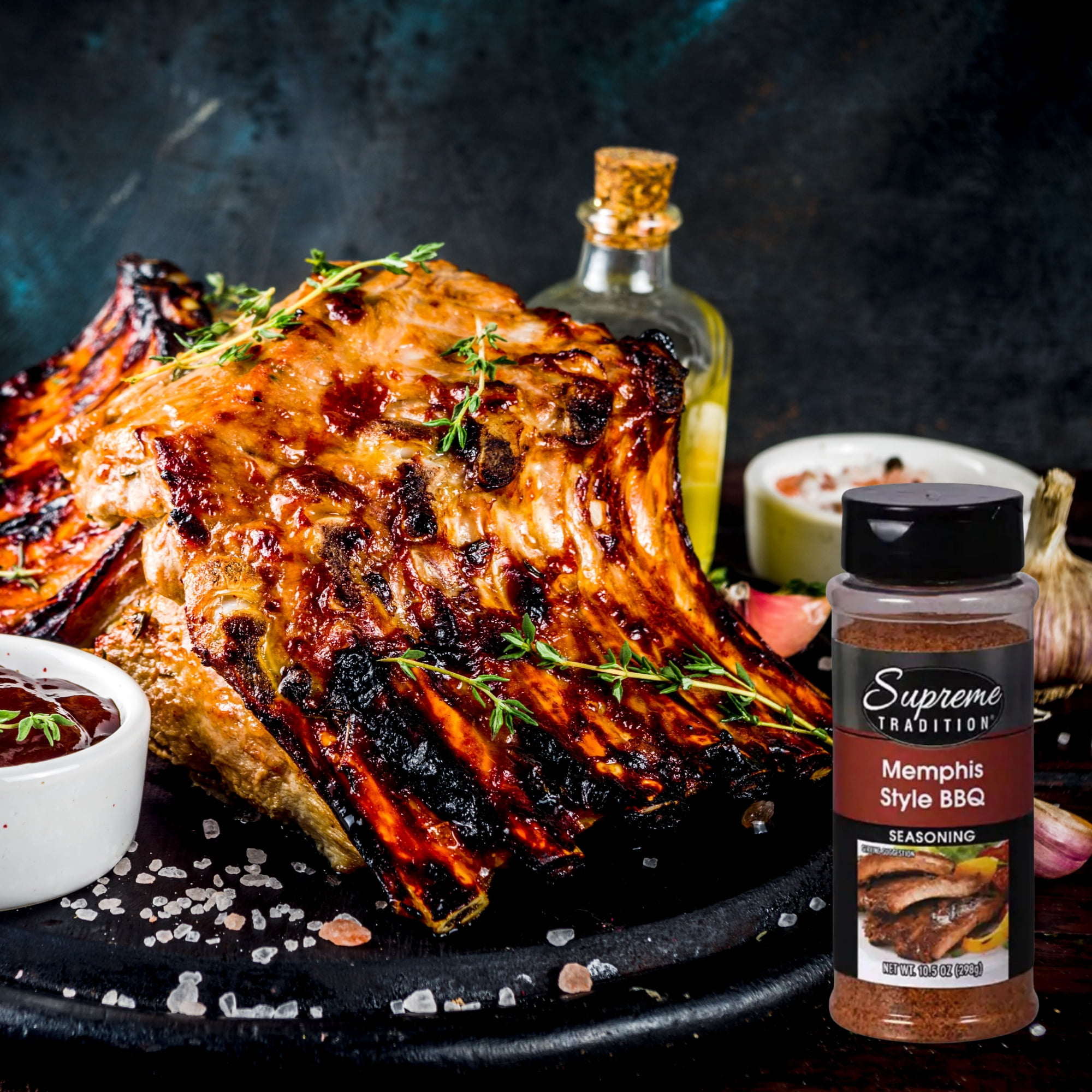 Supreme Memphis Style BBQ Seasoning 10.5 oz 2 Shaker Bottle, Savory and Spicy Spice Blend Rub for Pork Beef Chicket BBQ Meat, Home Kitchen Grilling- with 2 Snoep in Beperkte Oplage