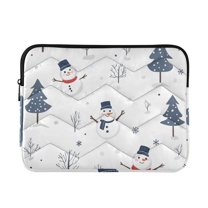FORMRS 15-15.6 inch Laptop Sleeve Case Soft Carrying Quilted Computer Bag Cover, Blue Cartoon Snowmen