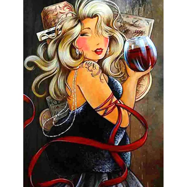 Cuadros Decorativos 5D diamante pintura cuadrado diamante DIY belleza y vino tinto Sywqhk Nuevos Originales