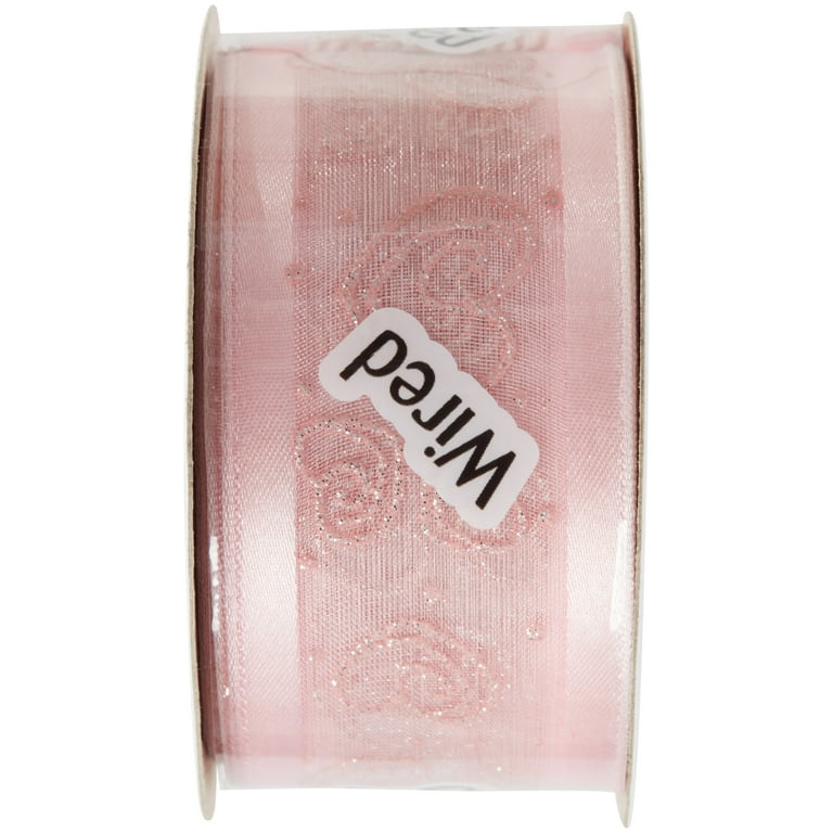 Swankiss quilt pearl ribbon 裏毛 OP ピンク Offray Ribbon, Pink 1 1/2 inch Wired Edge Sheer Sheer Ribbon