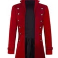 thumbnail image 6 of Hulanddfd Mens Coat Gothic Long Trench Coat, Stand Collar Double Breasted Outerwear with Silver Buttons, Vintage Cosplay Wear, 6 of 7