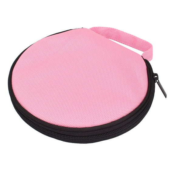 Unique Bargains Round Shaped 20 Slots CD Discs Zipper Closure Holder Bag Wallet Pink