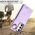thumbnail image 5 of SaniMore for Samsung Galaxy S23 Plus (6.6" 2023) Case, PU Leather Skin Shockproof Bumper Flip Purse RFID Blocking Metal Ring Stand Shell, Card Holder Cash Pocket Anti-drop Cover, Purple, 5 of 17
