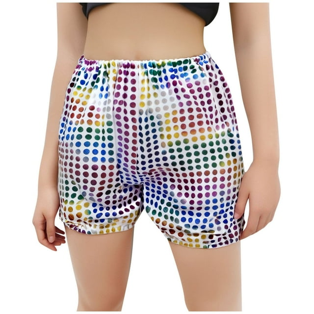 Odeerbi 3-12 Años Niños Niñas Lentejuelas Metálicas Sparkly Pantalones Cortos de Baile Sport Atletic Pantalones Cortos Etapa Rendimiento Trajes Verano Pantalones Color Sólido