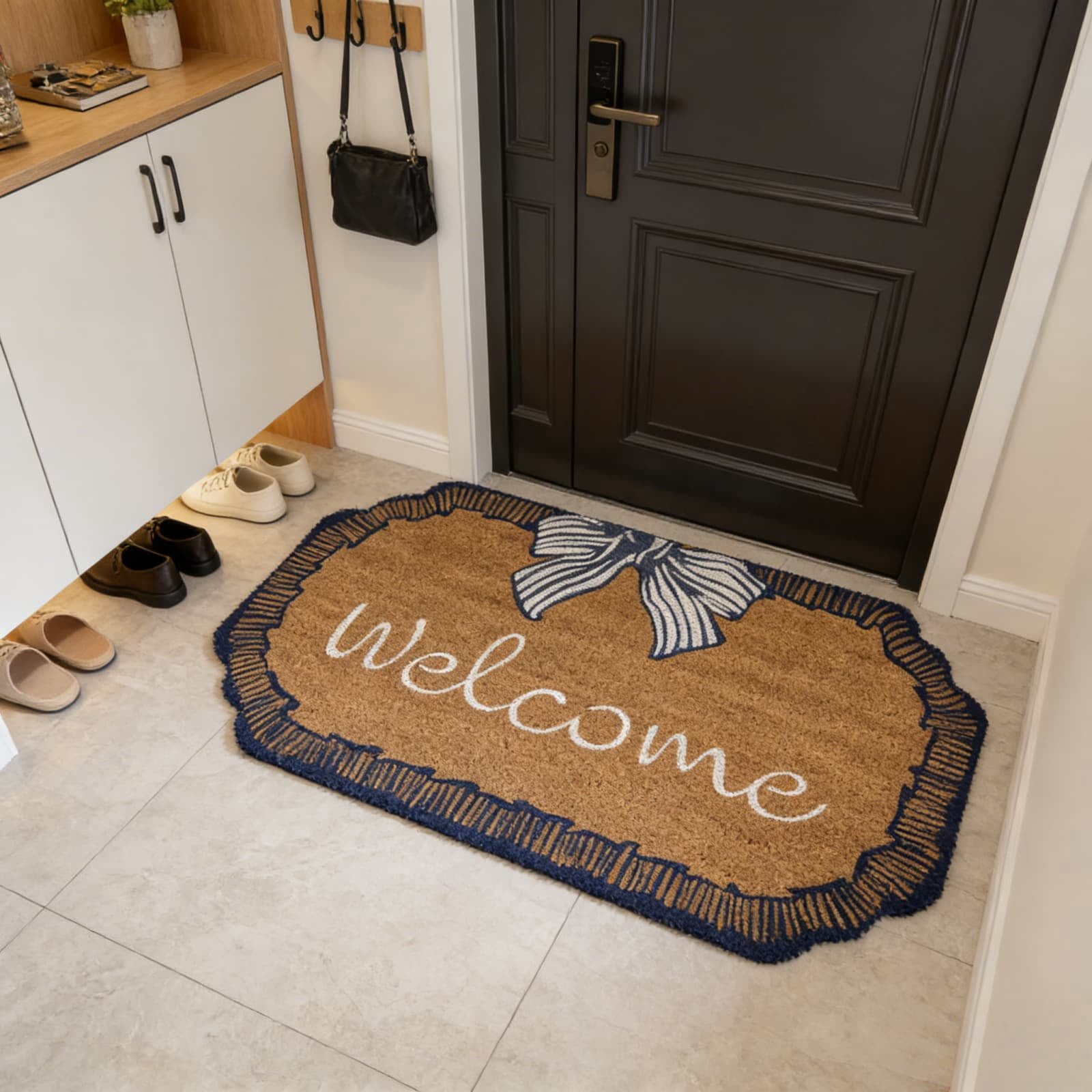 Bow Welcome Outdoor Doormat, 35*24", Non-Slip Entryway Rug for Home Entrance Indoor Outdoor Use
