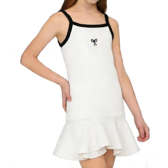 ITSAME Girls Dress, Slim Fit Ruffle Sleeveless Summer Fashion Casual Slip Dress for Kids White 1-2T