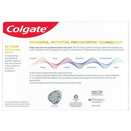 Colgate Total Active Prevention Whitening Toothpaste, Mint, 3 Pack, 5.1 oz