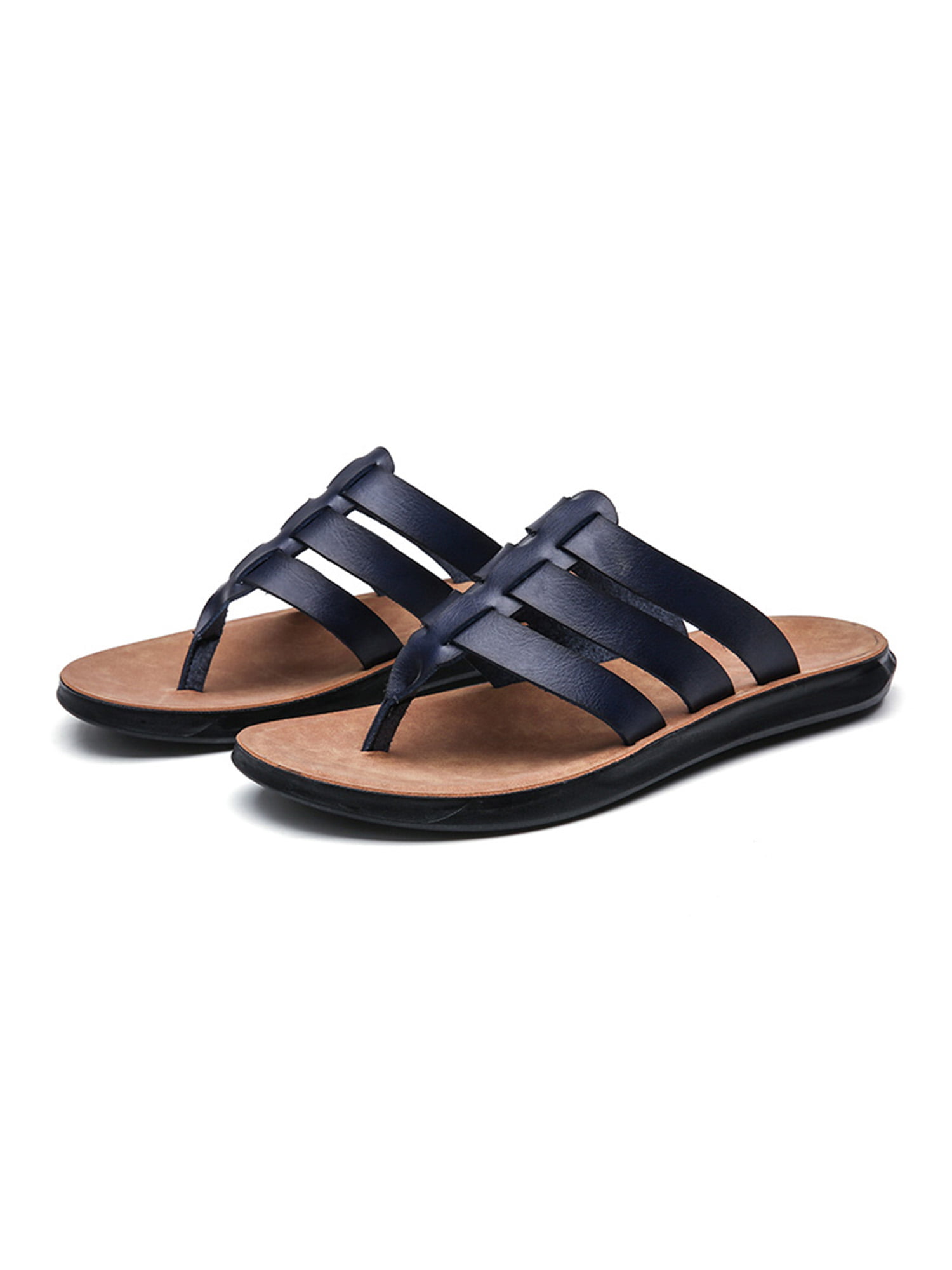 Mens Leather Sandals Summer Beach Walking Comfort Flip Flop Mules New Shoes Size