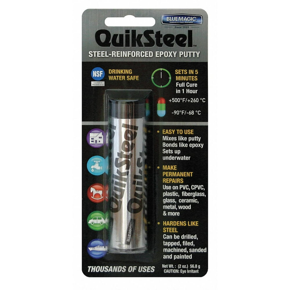 2 oz. Metal Epoxy Putty with Temp. Range of 500°F, Gray
